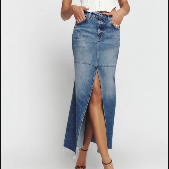 Reformation Dresses & Skirts - Reformation Blue Denim Maxi Skirt with Slit